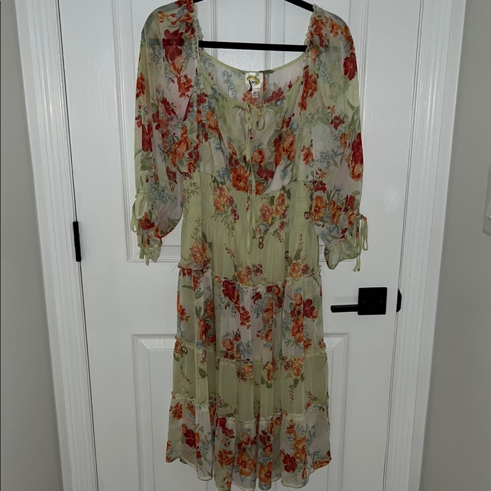 Fig and Flower Pink Bishop Sleeve Sundress